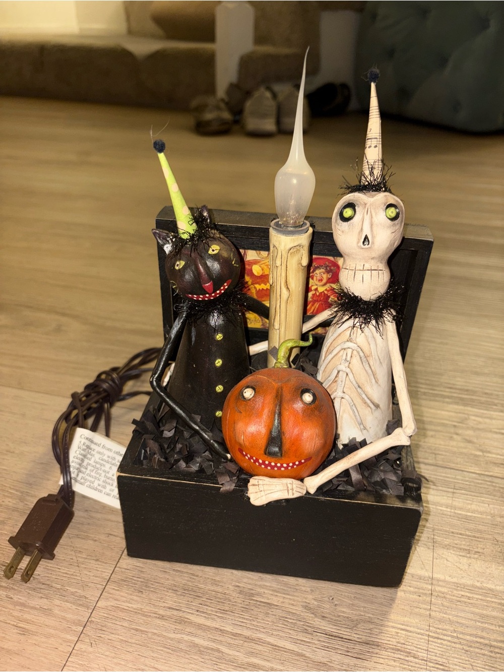 cat and fiddle Vintage 2010 Halloween Sculpture Light Up.